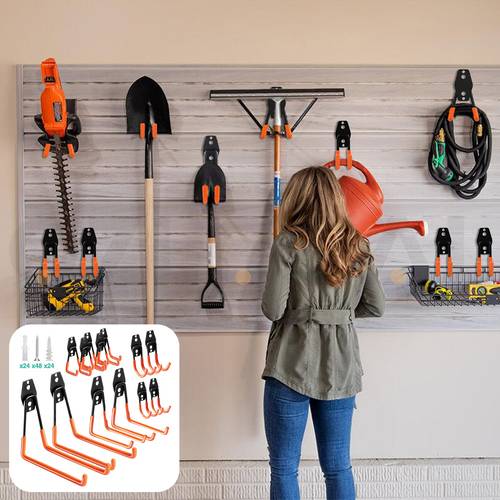 12 pack heavy duty storage hooks 12 hooks 96 additions orange set hooks garage garden multifunctional storage hooks rv storage hooks wall shovel rake broom hose shovel heavy equipment bikes ladders power tools organizer storage system applicable to hall entryway garden estate attic basement warehouse yard housewarming party gifts orange