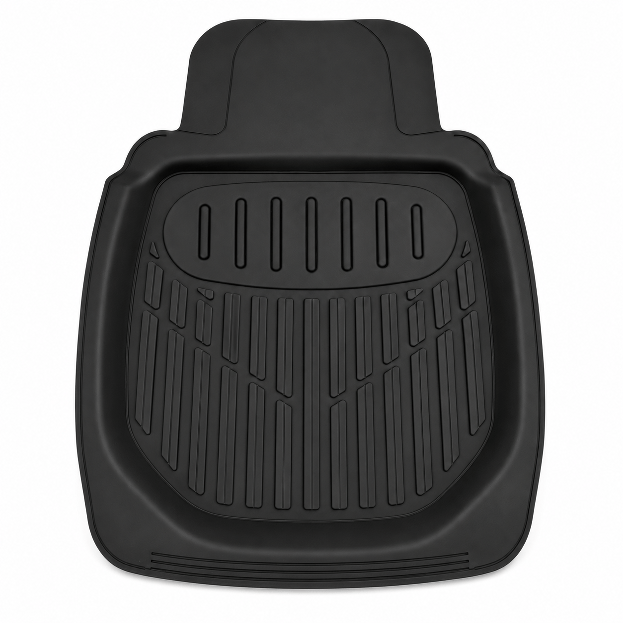 TEMU Black Front Car Floor Mat, Trim-to- Footwell Mat With Raised , Textured Floor Liner For Driver Or Passenger Side, Suitable For Cars And Suvs