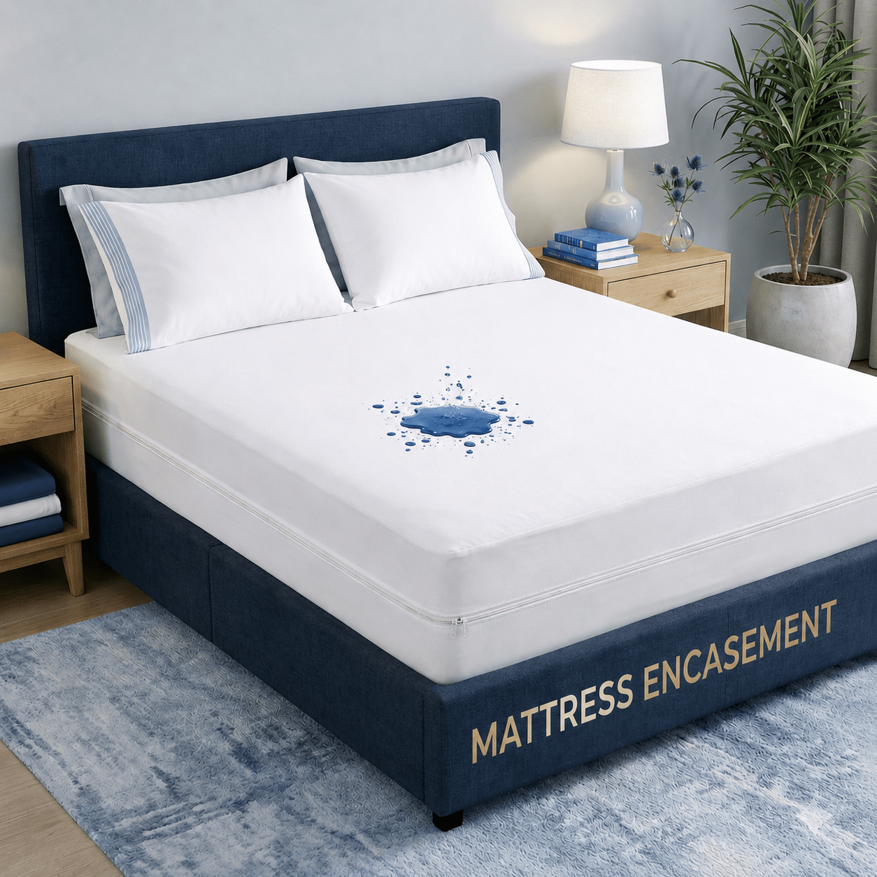 TEMU Zipper Queen Size - 100% Waterproof With Zipper - 1pc 6-sided Full Coverage- Options From 10 To 15 Inches Deep- Absorbent Six-sided Mattress