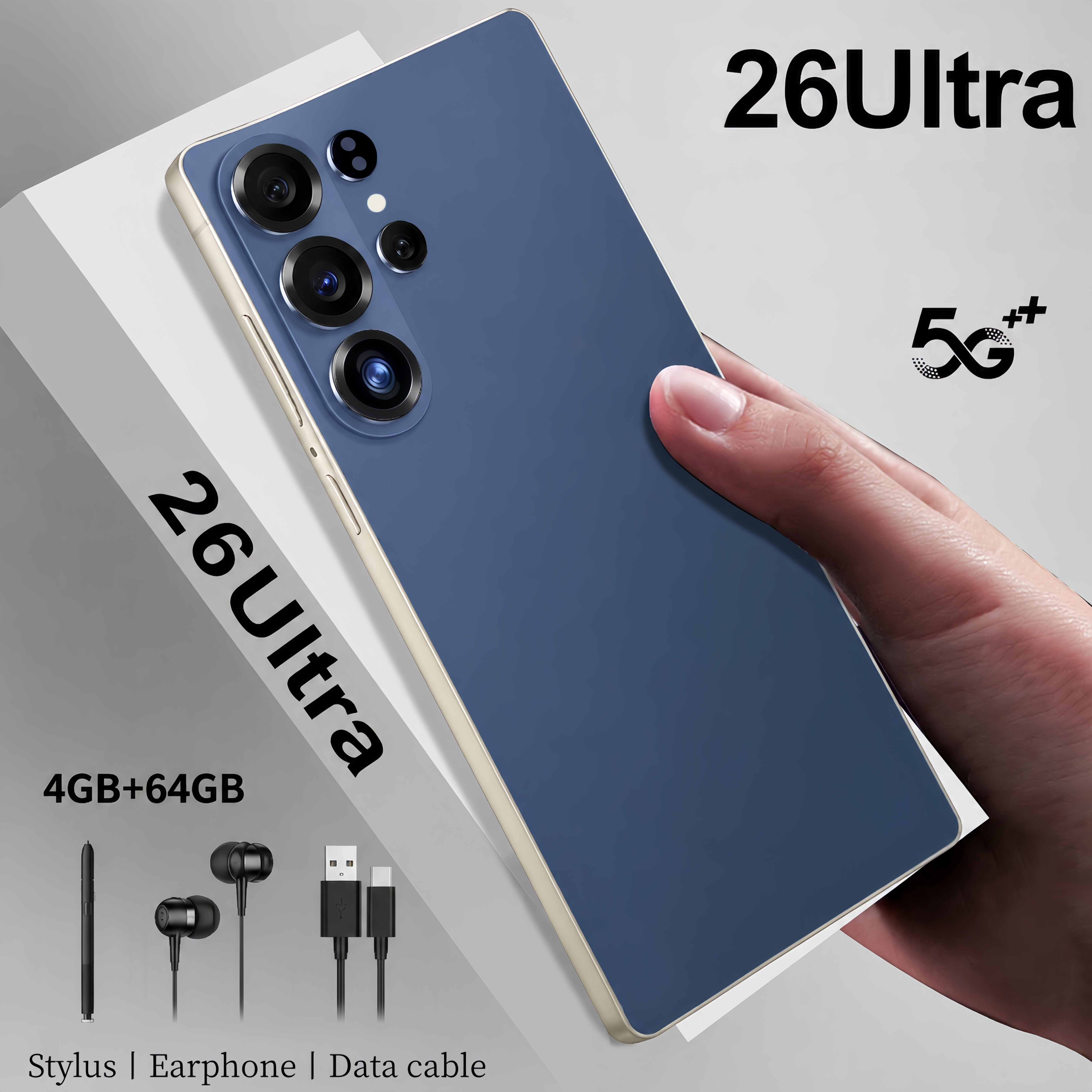 TEMU Smartphone 5G Ultra Nouveau Modèle 26Ultra avec Batterie, Double SIM | Automatique | Stylet Intégré, Protecteur d'Écran Grand Format de 6,8