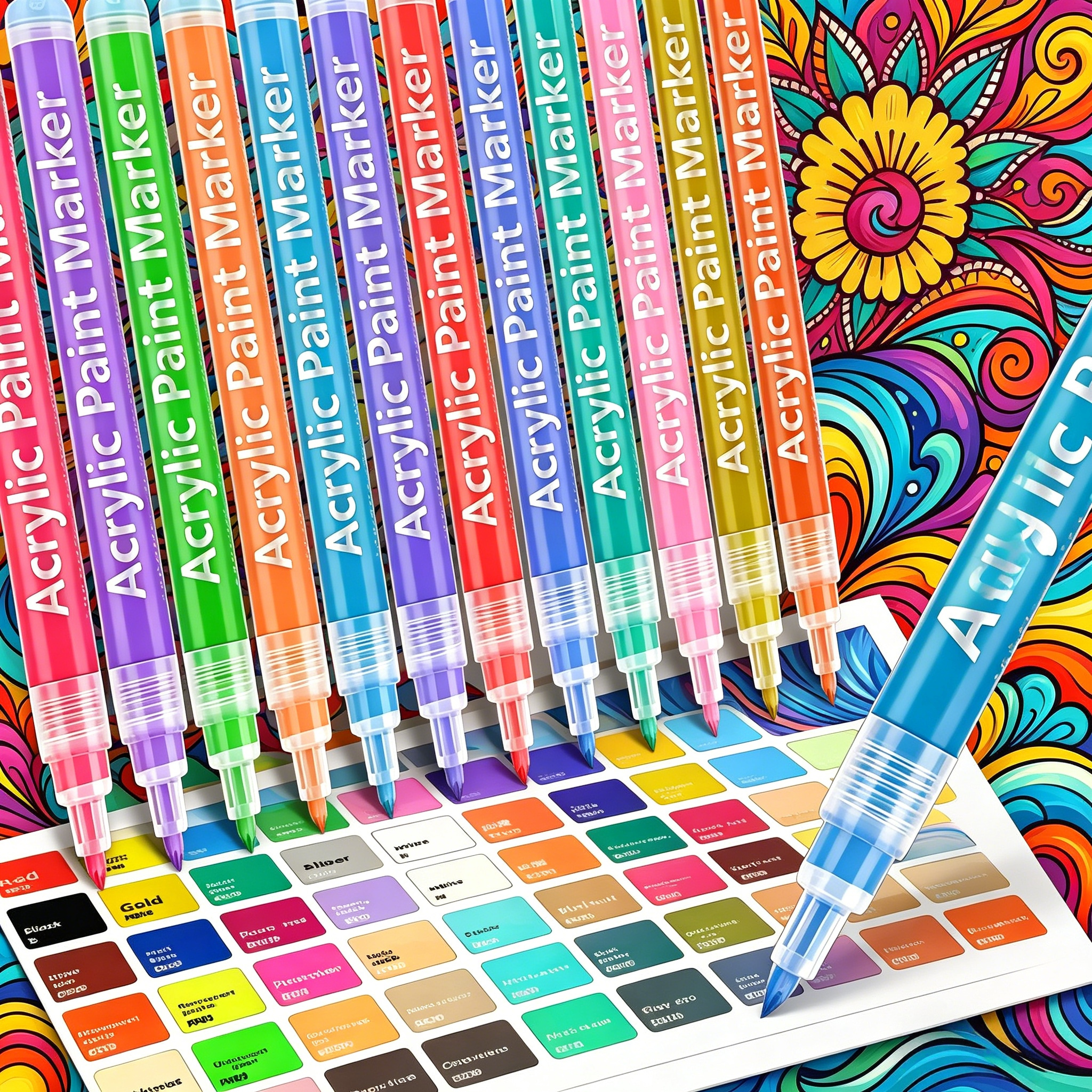 TEMU 24pcs Marker (0.7-3mm), Opaque & Layerable, For Students' Art Practice – Suitable For Paper, Hand-drawn Graffiti & Works; Liquid Chalk, Light ,