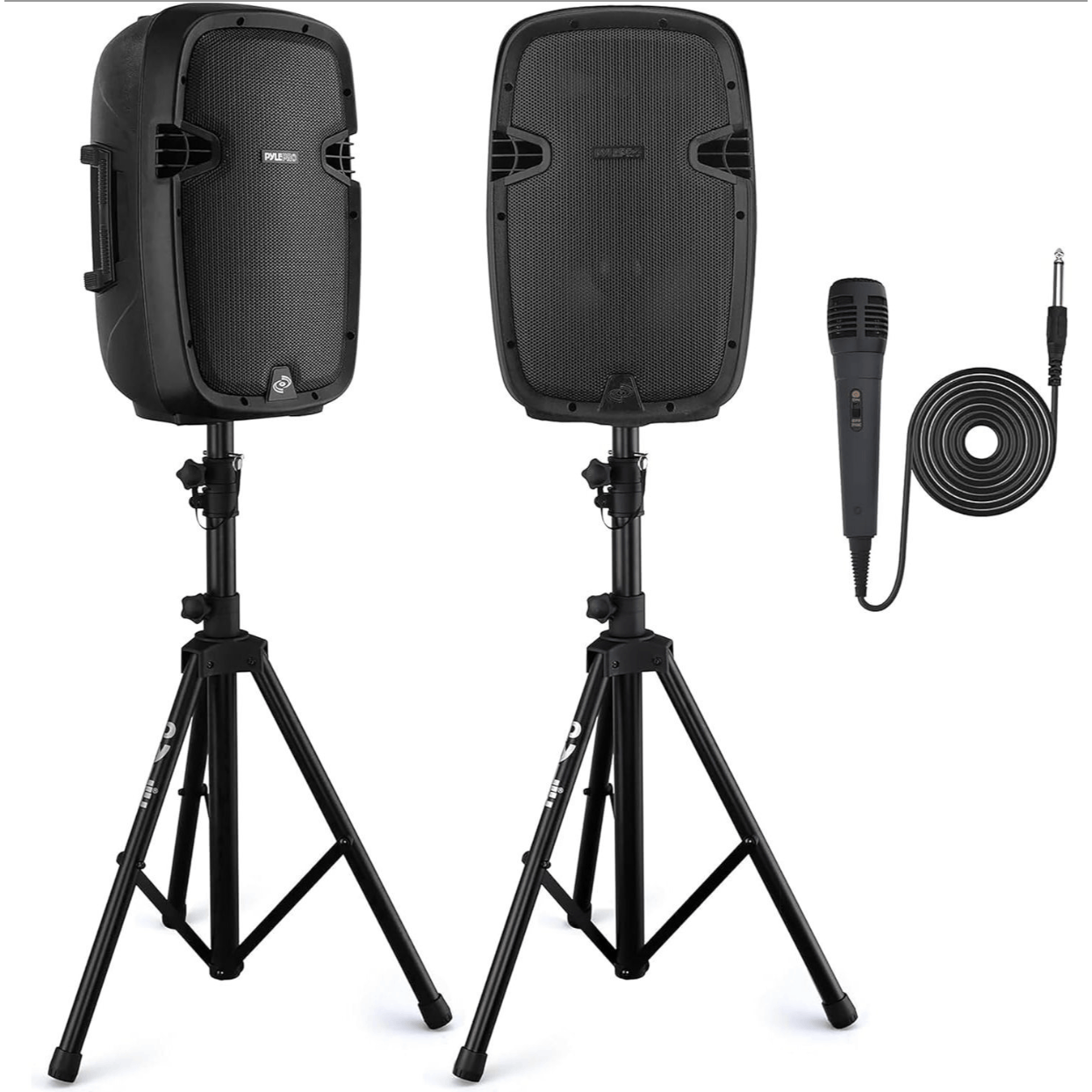 TEMU Enceintes de sonorisation PA portables, paire d'enceintes extérieures et passives haute puissance 1000W avec USB, SD, MP3, AUX, support de , 2