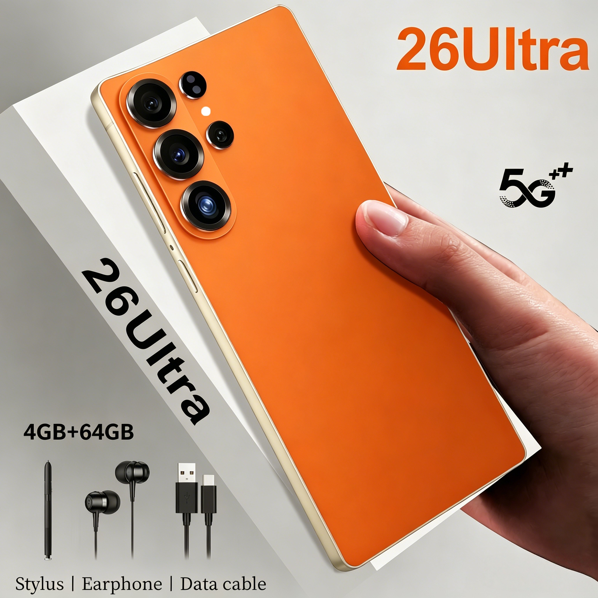 TEMU Smartphone 5G Ultra Nouveau Modèle 26Ultra avec Batterie, Double SIM | Automatique | Stylet Intégré, Protecteur d'Écran Grand Format de 6,8