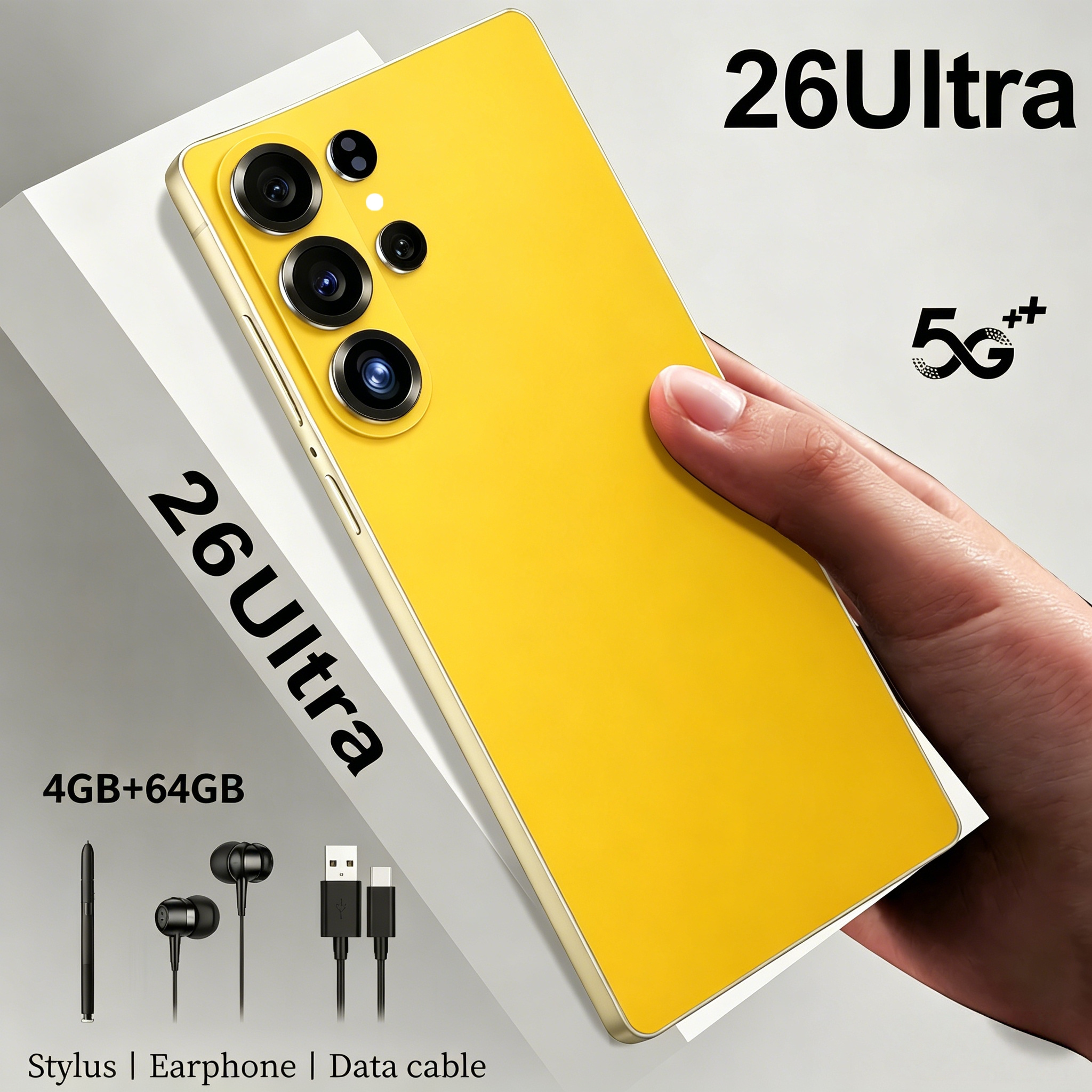TEMU Smartphone 5G Ultra Nouveau Modèle 26Ultra avec Batterie, Double SIM | Automatique | Stylet Intégré, Protecteur d'Écran Grand Format de 6,8