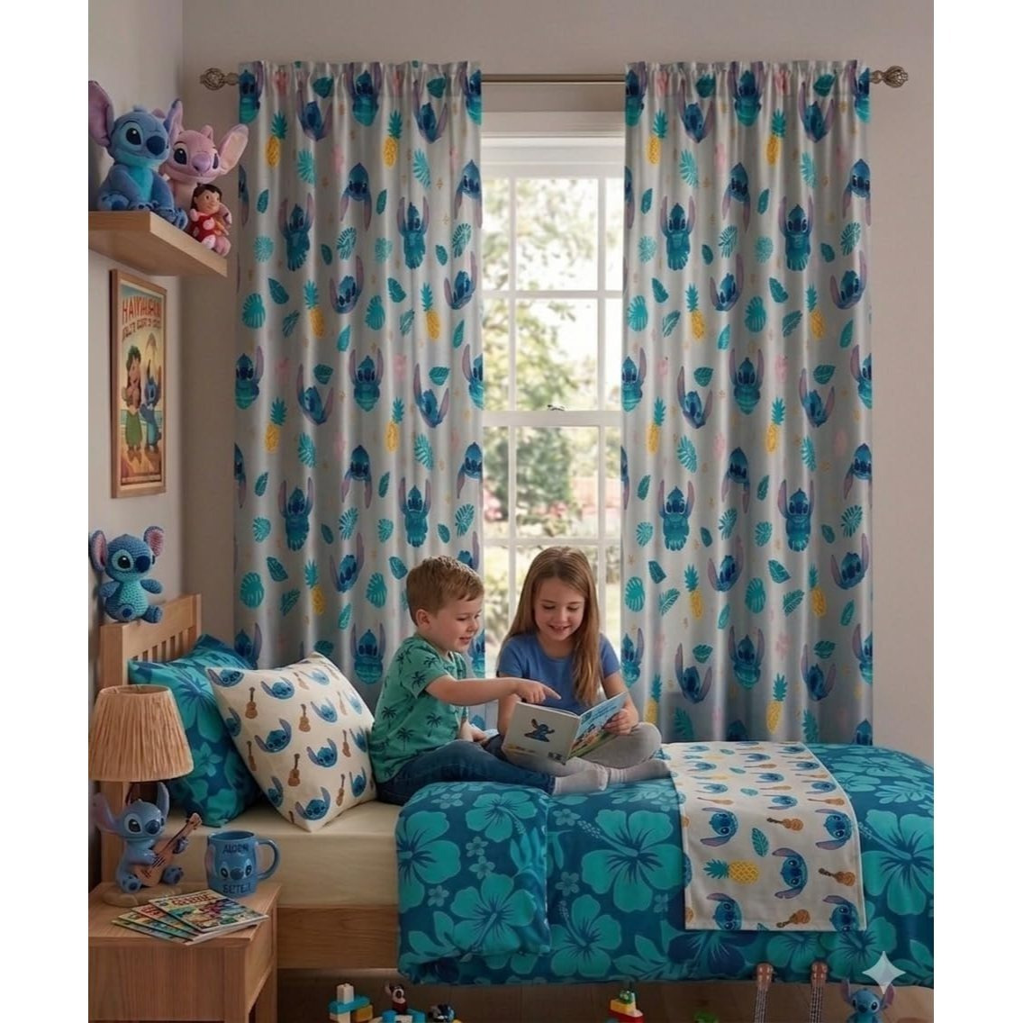 TEMU Store de fenêtre occultant 2 panneaux (42X63) Lilo & Stitch pour chambre