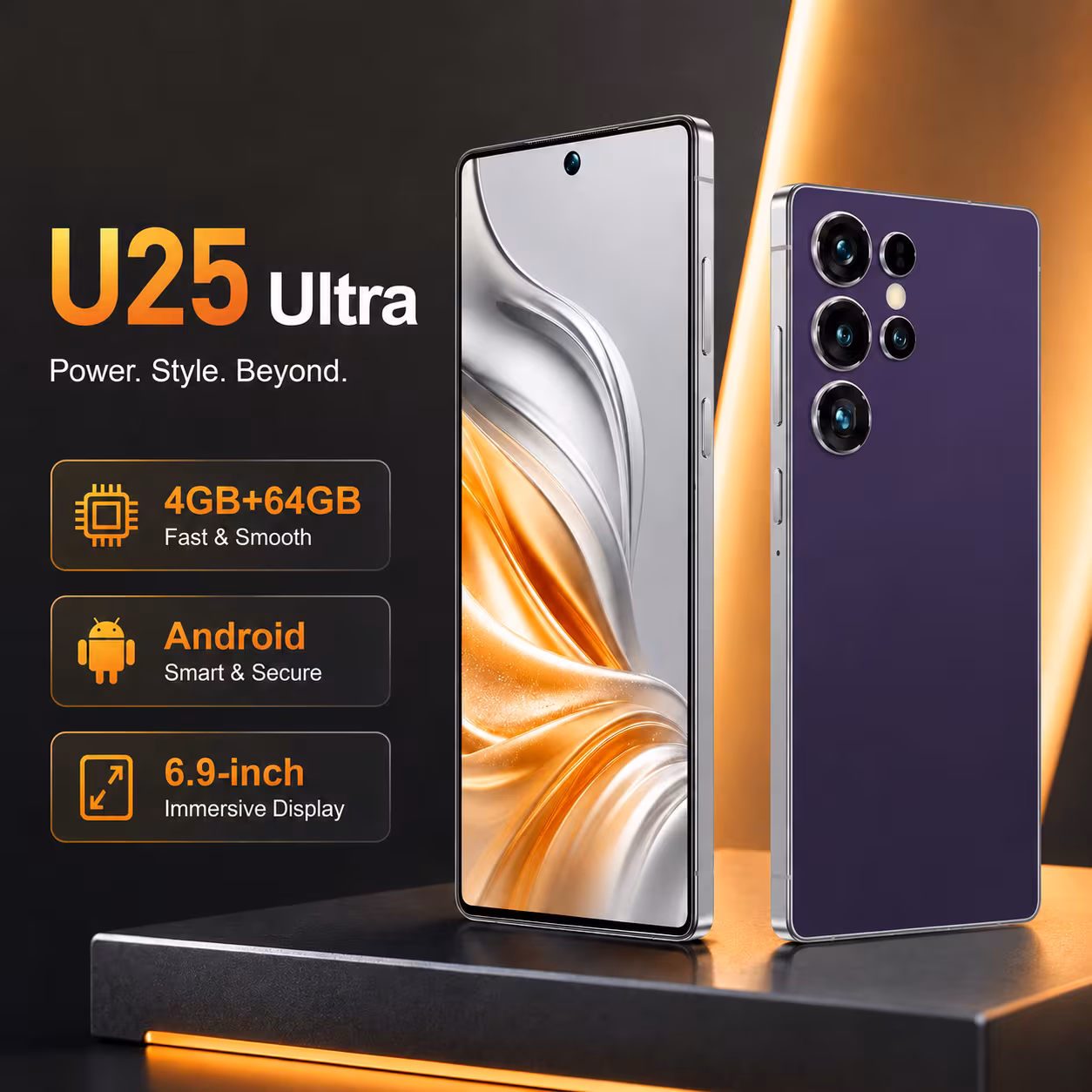 unlocked 2026 u25 ultra smartphone supports sim cards with a 6 9 inch large high definition screen dual standby function 4gb 64gb storage and operating memory high definition camera and type c fast charging now on Product details 9