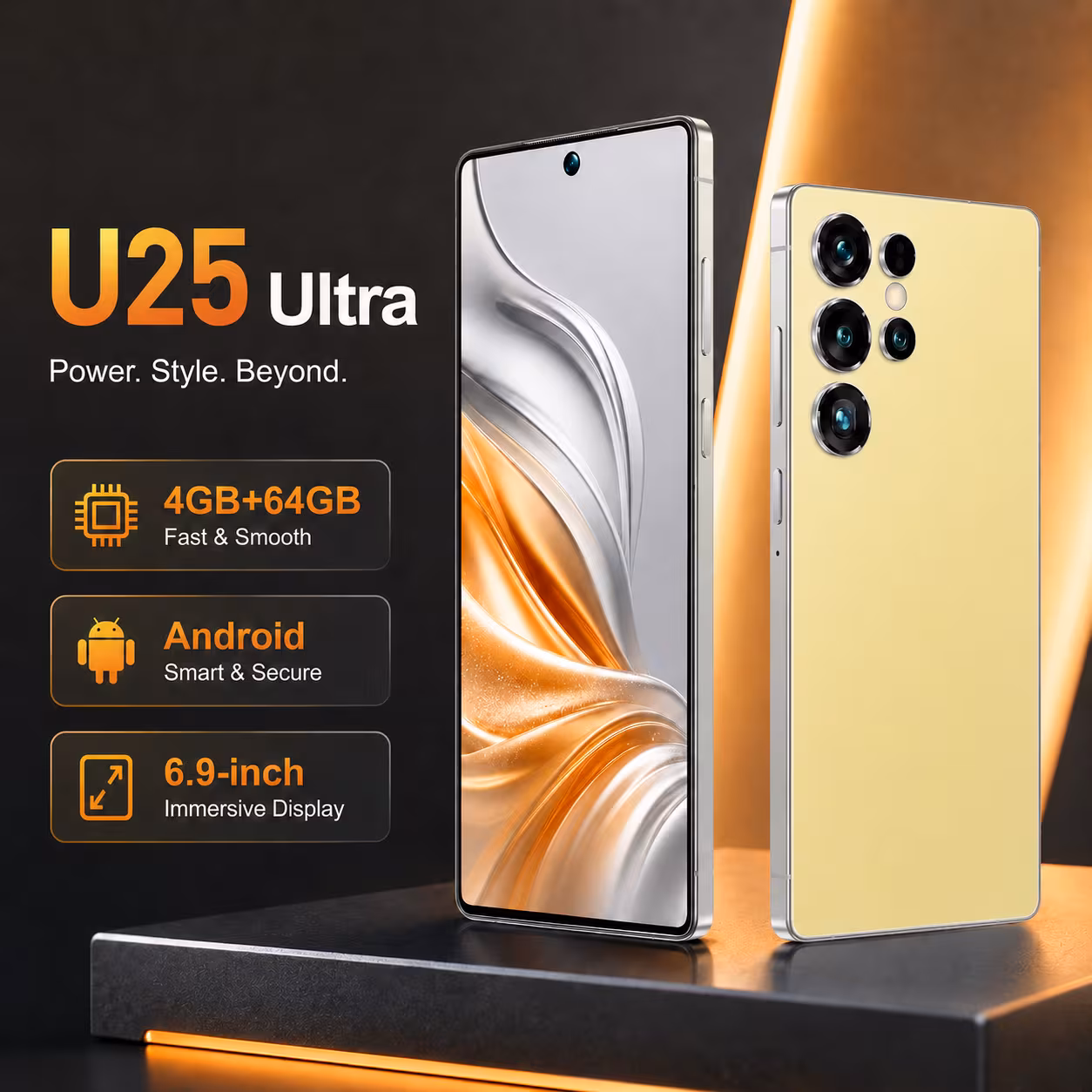 unlocked 2026 u25 ultra smartphone supports sim cards with a 6 9 inch large high definition screen dual standby function 4gb 64gb storage and operating memory high definition camera and type c fast charging now on Product details 5