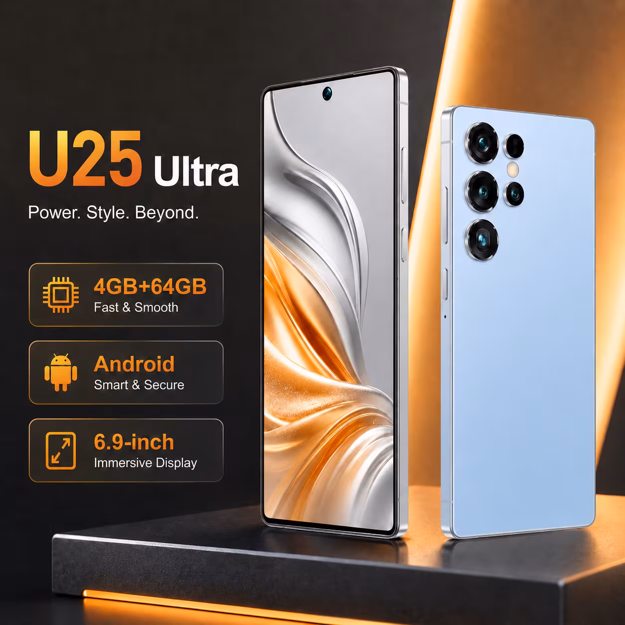 unlocked 2026 u25 ultra smartphone supports sim cards with a 6 9 inch large high definition screen dual standby function 4gb 64gb storage and operating memory high definition camera and type c fast charging now on Product details 8