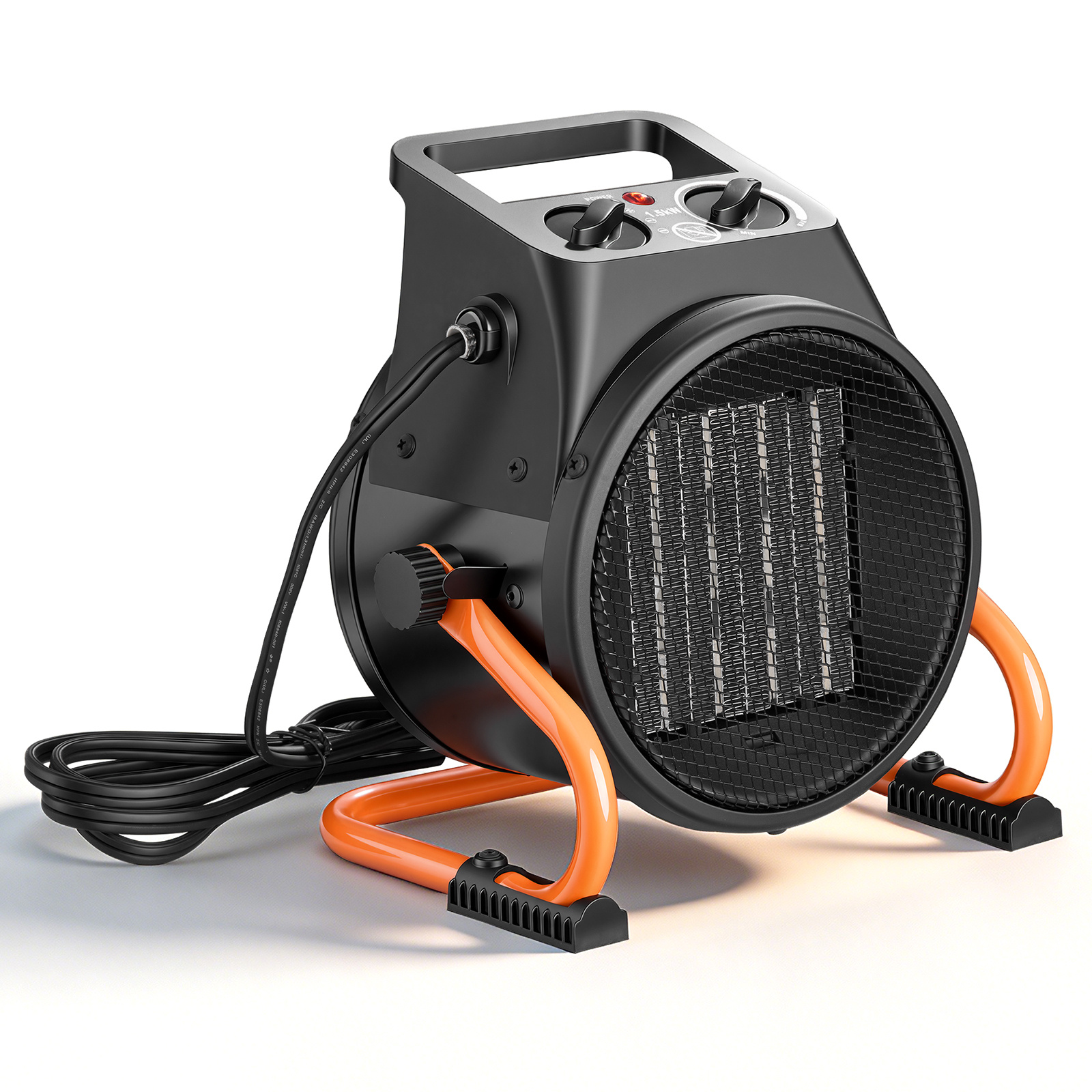 TEMU VEVOR Chauffage de Serre, 1500W Chauffage Électrique PTC avec Ventilateur, Modes de Chaleur Bas et Haut, Angle Réglable à 15°, Protection Contre