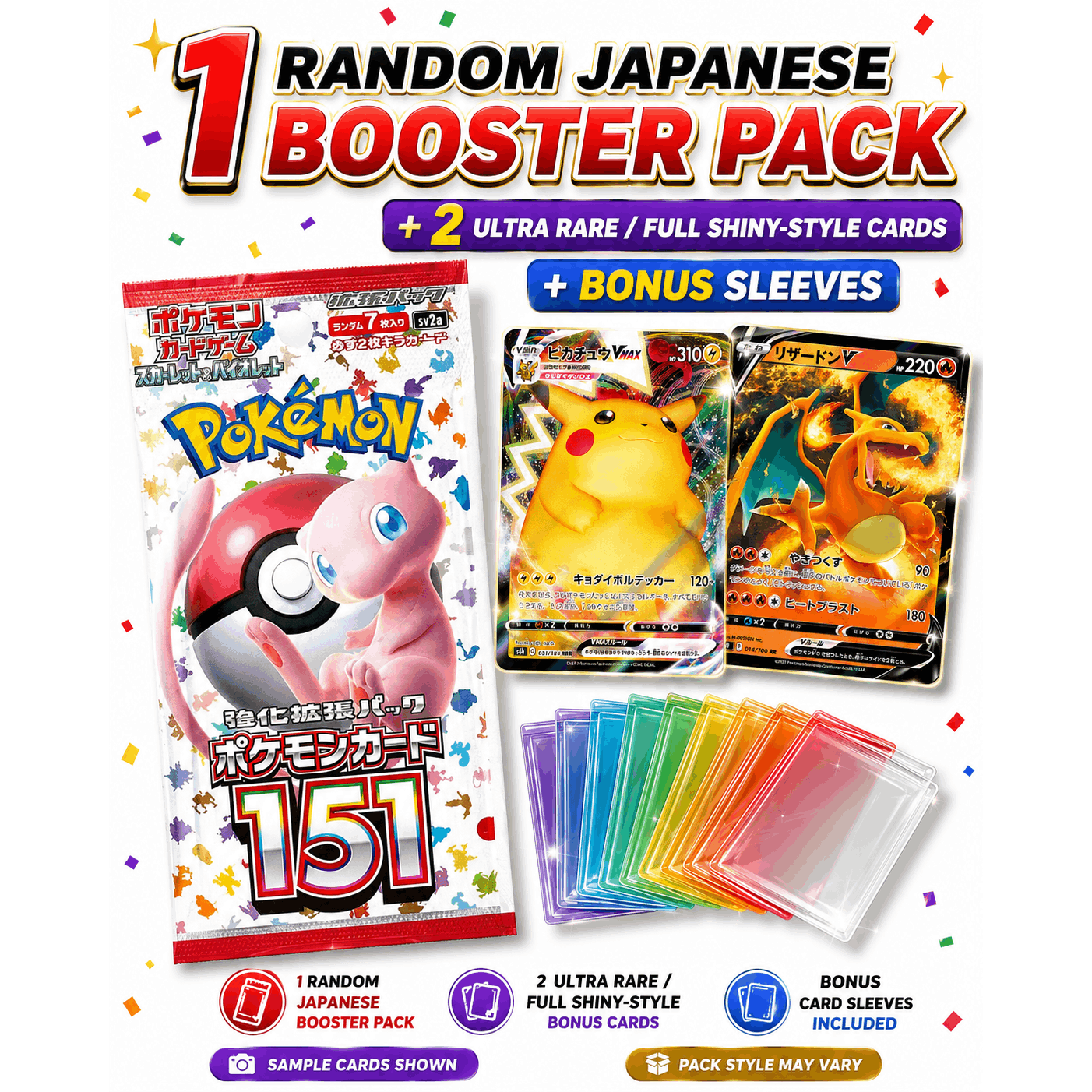 TEMU Pokémon Panier Japonais – 1 Pack Booster Aléatoire + 2 Cartes Ultra Rares / Style Brillant Complet + Bonus