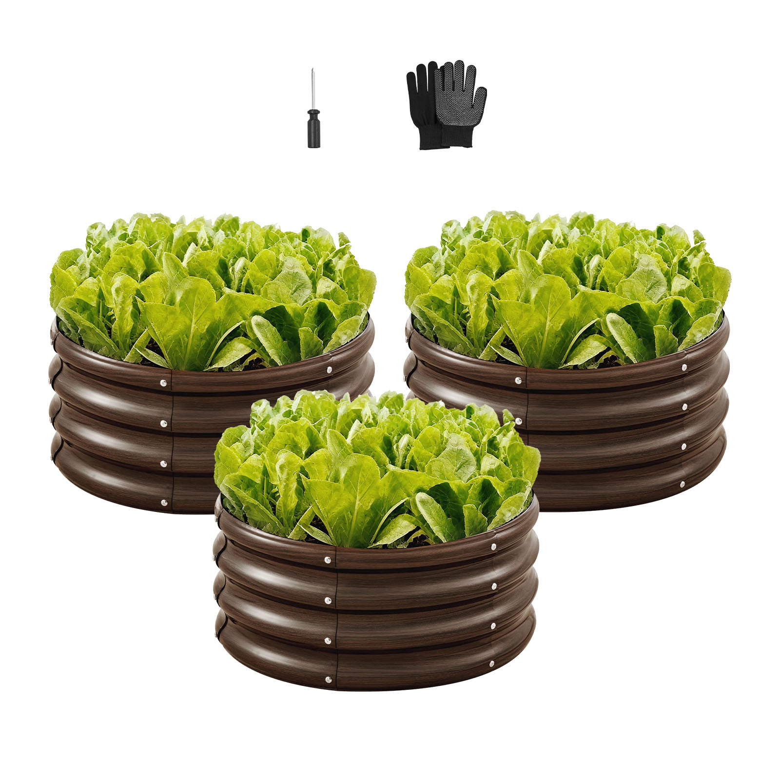 TEMU VEVOR Bac de Jardin Surélevé en Métal, 3 Pièces 2 x 2 x 1 pi Bac à Plantes Extérieur Galvanisé, à Fond Ouvert, Grand Bac de Surélevé pour