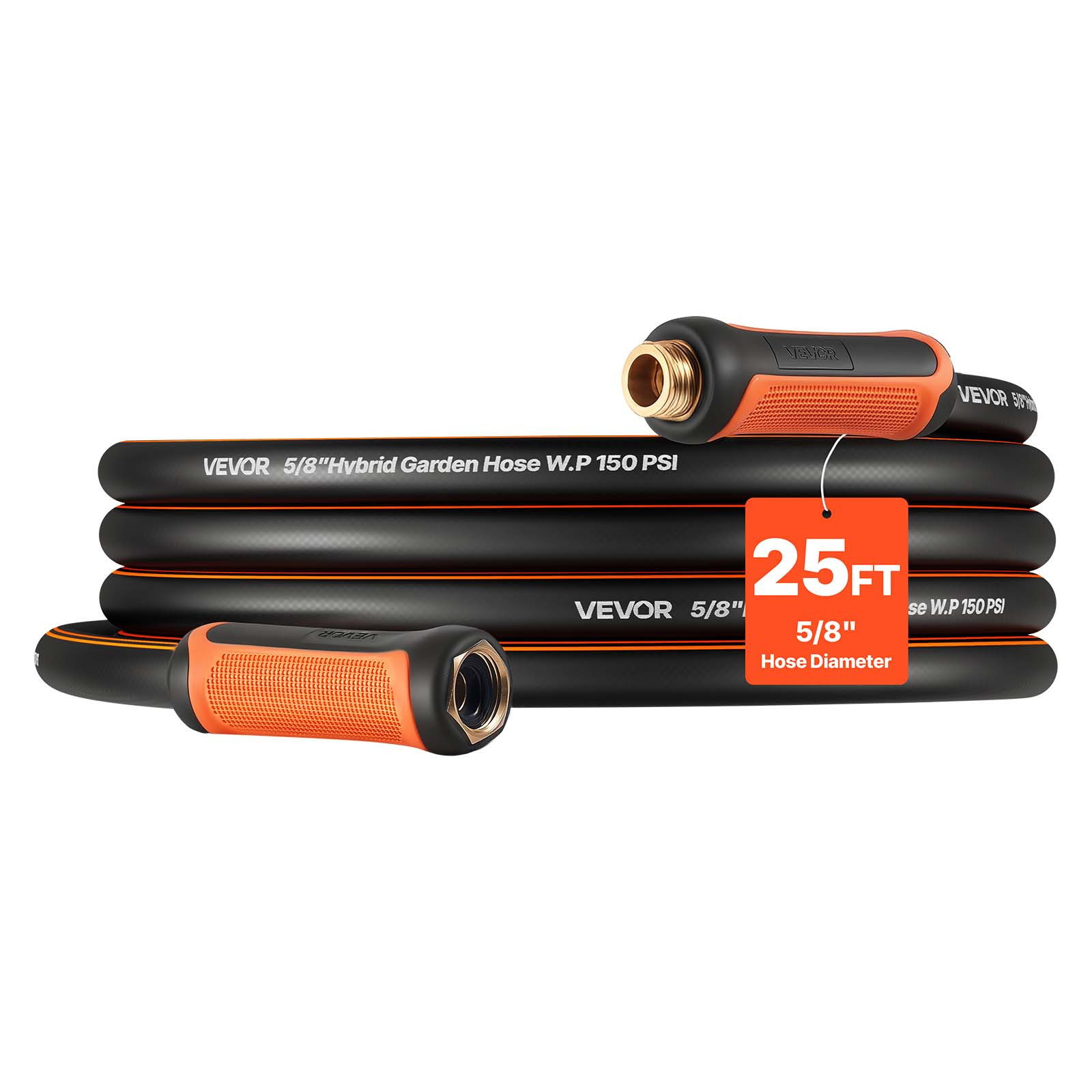 TEMU Tuyau d'arrosage de jardin , 25 pi 5/8", robuste, en caoutchouc à 4 couches, 150 PSI de pression de service et 600 PSI de pression d'éclatement,