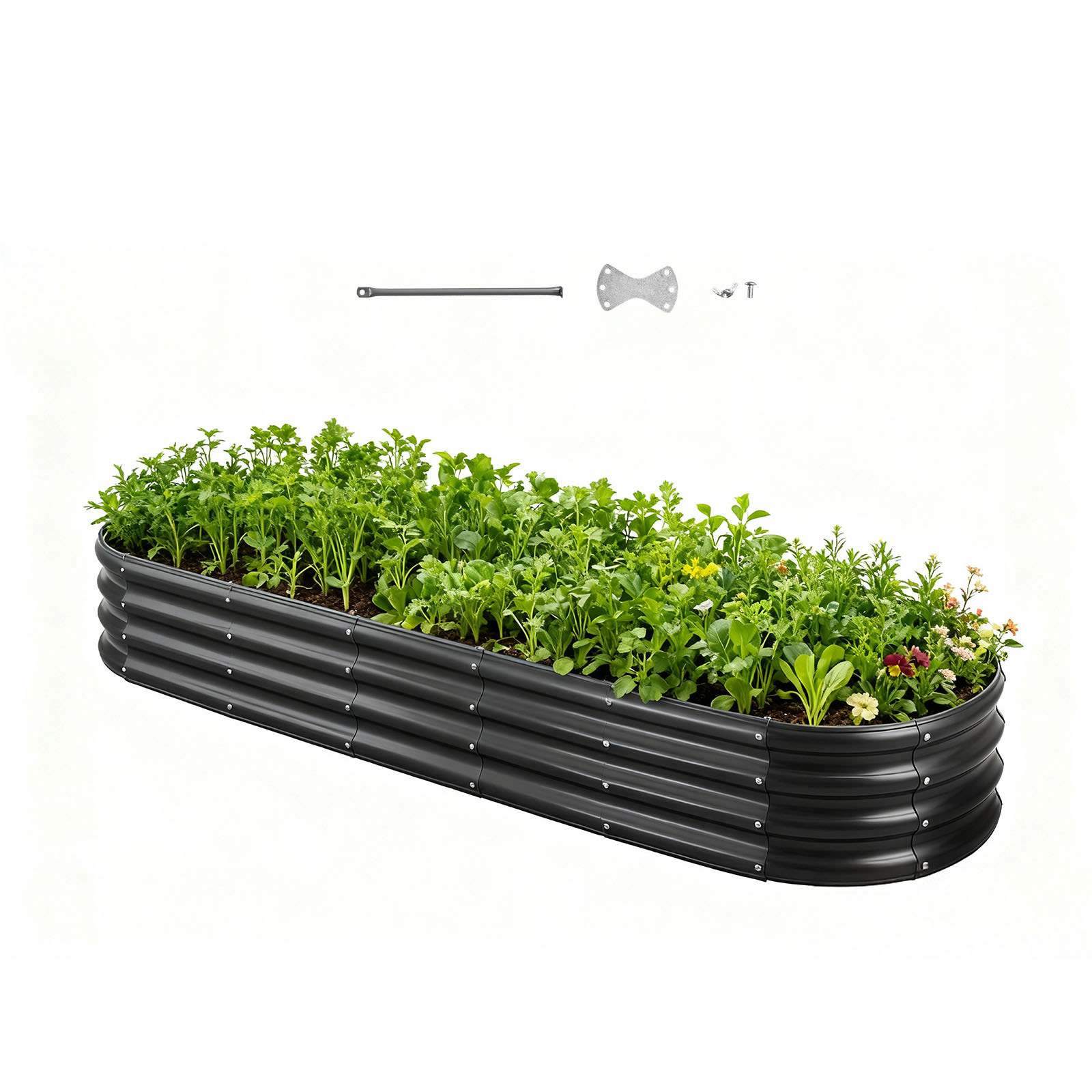 TEMU Vevor Metal Raised Garden Bed, 8 X 2 X 1 Ft Oval Outdoor Galvanized Planter Garden Box, Open Bottom Design, Large Planter Raised Bed For Growing