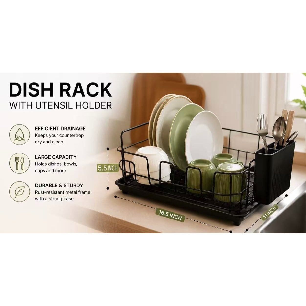 TEMU Égouttoir à vaisselle - Égouttoir à vaisselle rotatif à 360° pour de cuisine, rangement des couverts, convient à la plupart des éviers de