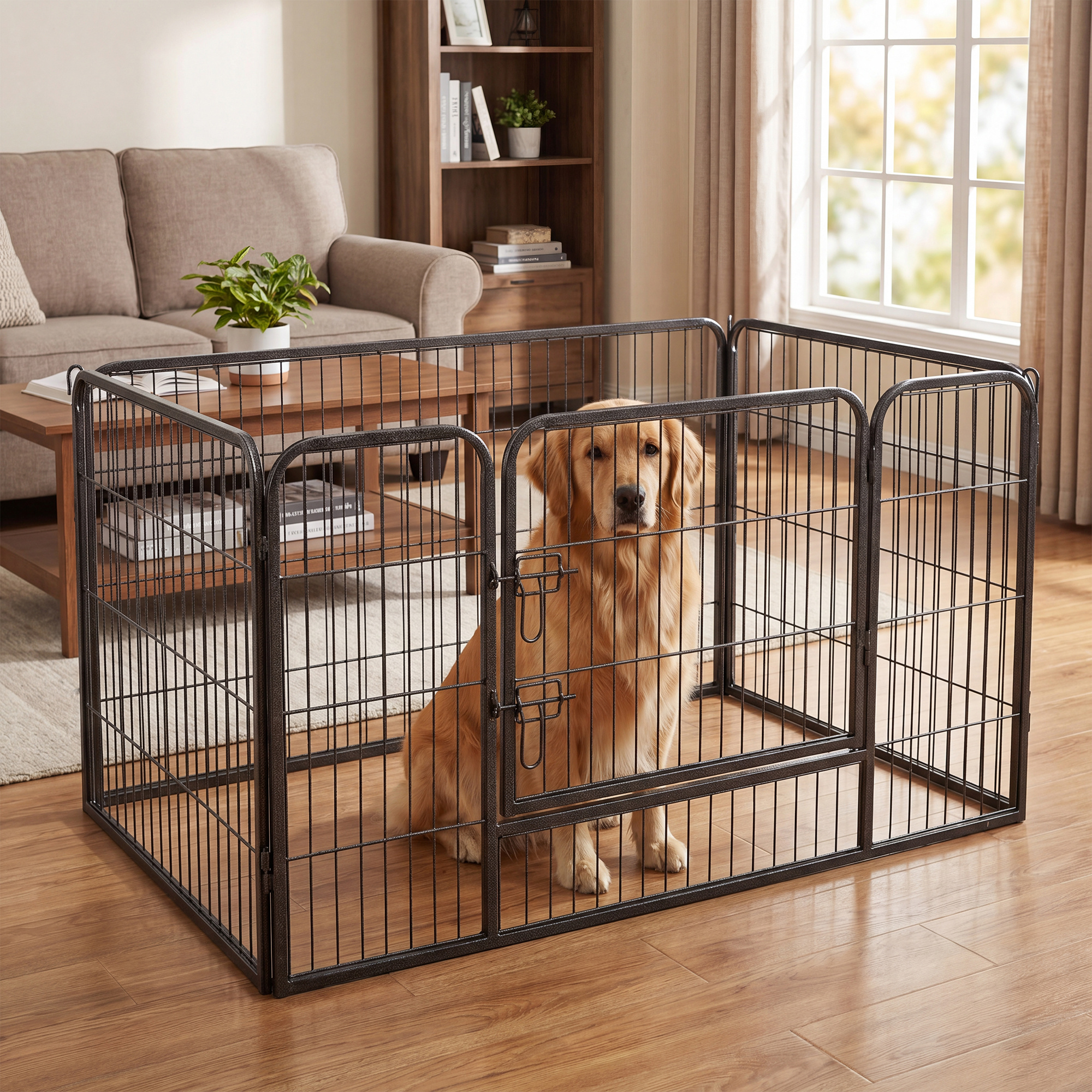 TEMU Parc pour chiots en acier résistant à la rouille, enclos pour chien pour une utilisation intérieure et extérieure 122 x 80 x 70 cm Gris