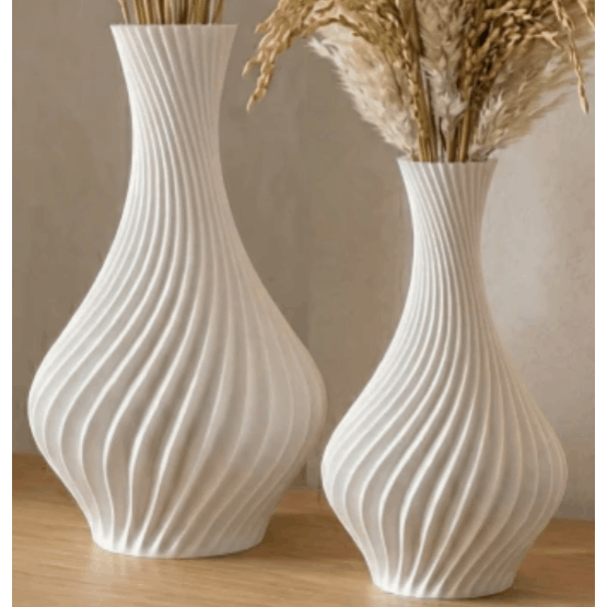 TEMU Lot de 2 vases décoratifs côtelés modernes – Élégants vases à fleurs sculpturaux noirs, décoration d'intérieur minimaliste pour salon, bureau,