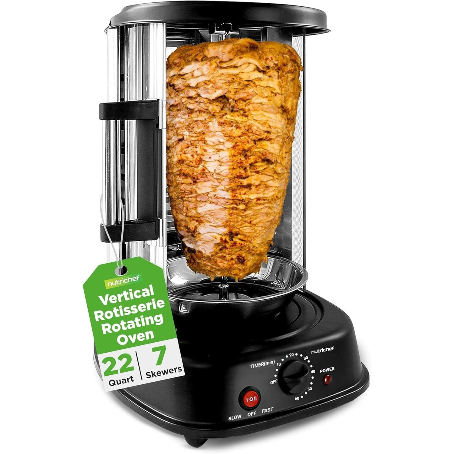 TEMU Four à Shawarma Rotatif Vertical Rotisserie Machine à Shawarma et Kebab Porte Résistante aux Taches, Économe en Énergie et Résistante à la