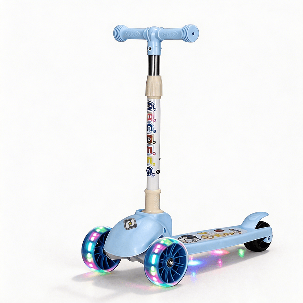 TEMU Trottinette 2-en-1, 3 roues, hauteur réglable, sièges amovibles, frein arrière et système de suspension , trottinette lumineuse, pliable, large
