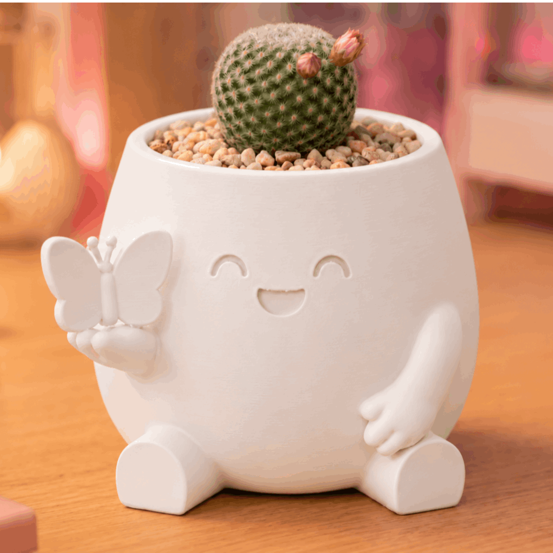 TEMU 1pc Beth Flower Pot, Cute Succulent Green Plant Pot Planter Container, High-value Small Flower Pot Succulent, Office And Home Desktop Decoration