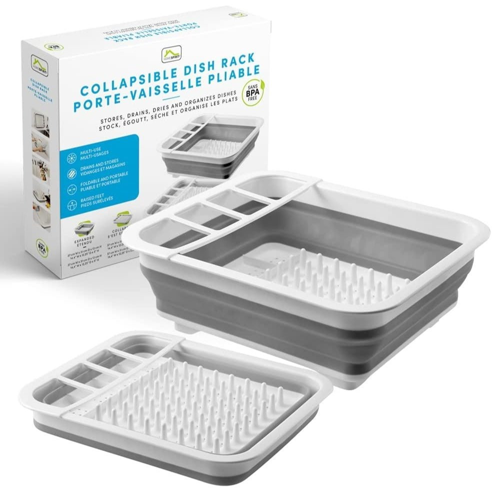 TEMU Égouttoir à vaisselle pliable – Égouttoir à vaisselle pliable portable avec 4 compartiments séparés, à vaisselle encombrante pour comptoir de