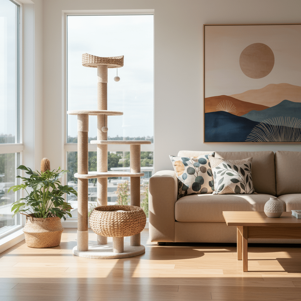 TEMU Arbre à chat GOPLUS 59, Tour haute pour chat avec griffoirs en sisal, hamac confortable, coussins lavables, centre d'activité multi-niveaux pour