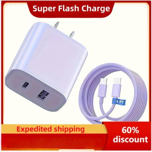 valentines day gift fast charging usb c clearance cheap 4ft ultra long cable dual fast 20w dual port usb c charger for i pad usb c dualport power adapter with 4ft usb c wall charger block for iphone17 16 16 pro max plus 15 pro 15 pro max