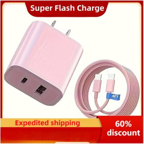 valentines day gift fast charging usb c clearance cheap 4ft ultra long cable dual fast 20w dual port usb c charger for i pad usb c dualport power adapter with 4ft usb c wall charger block for iphone17 16 16 pro max plus 15 pro 15 pro max