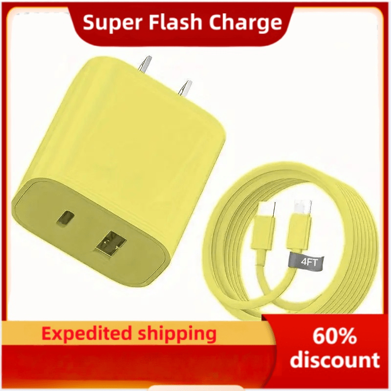 TEMU [valentine's Day Gift]fast Charging Usb C Clearance Cheap 4ft Ultra Long Cable, "dual Fast" 20w Dual Port Usb C Charger For I Pad Usb C Dualport