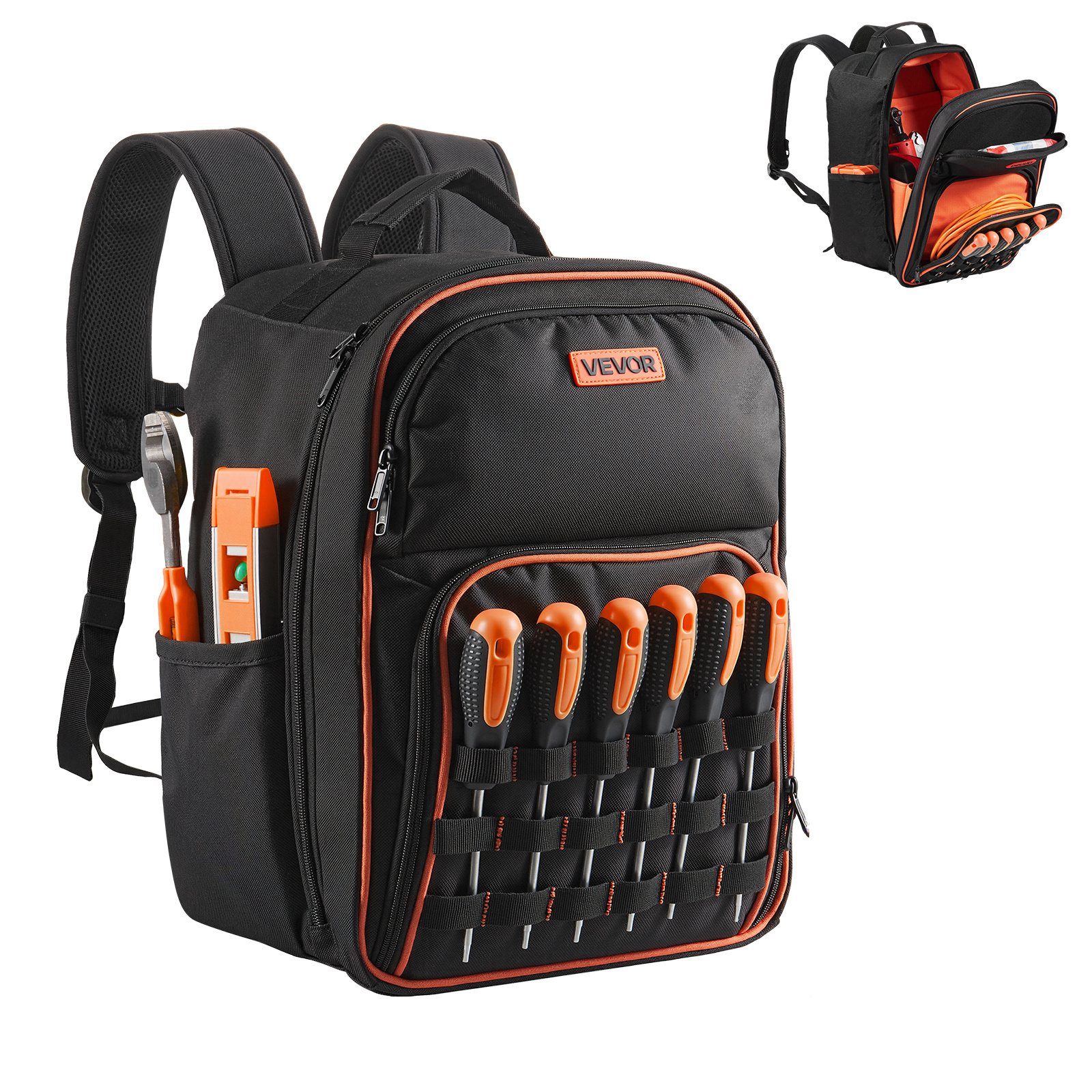 TEMU VEVOR Sac à outils, 49 poches, Organisateur de rangement d'outils robuste, Sacs de travail avec compartiment pour ordinateur portable et base en