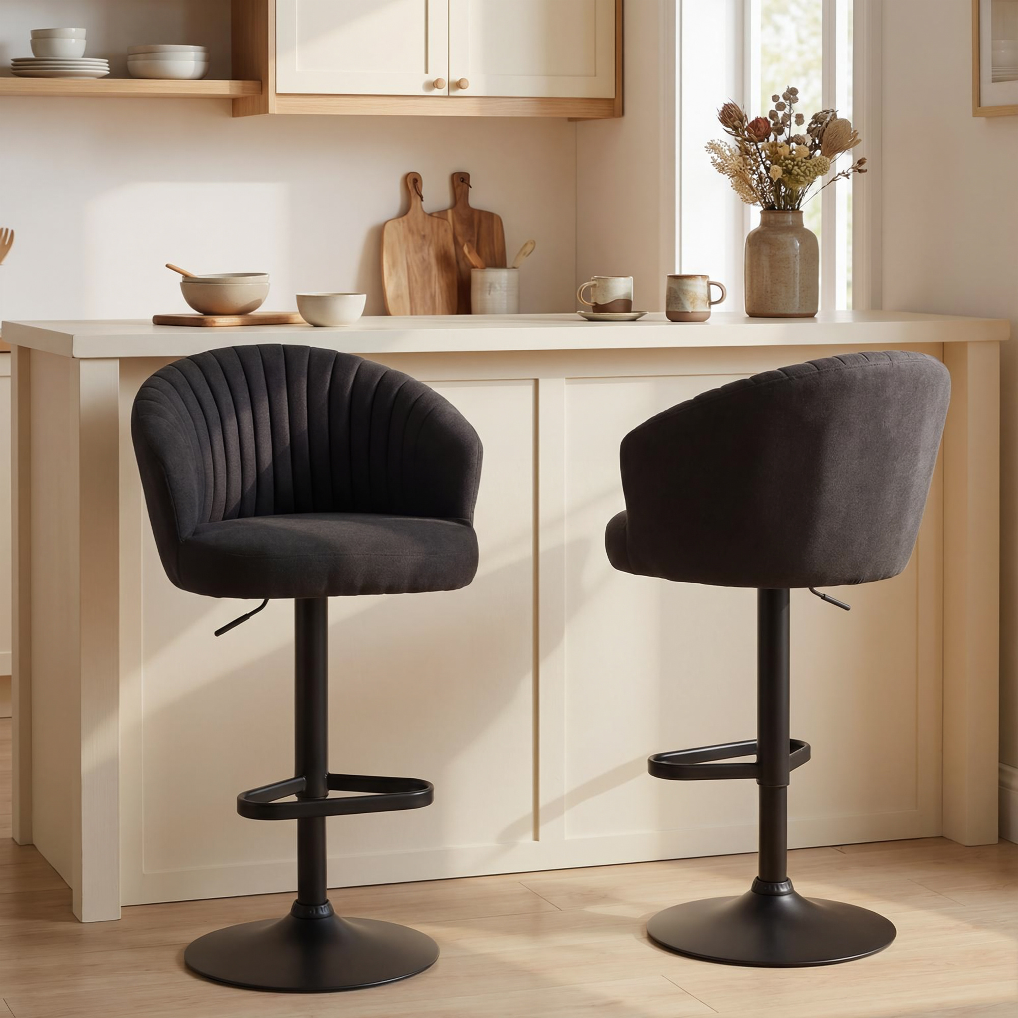 TEMU Ensemble de 2 tabourets de bar, tabourets de bar modernes à hauteur réglable, tabourets de cuisine rembourrés avec siège pivotant, cadre en