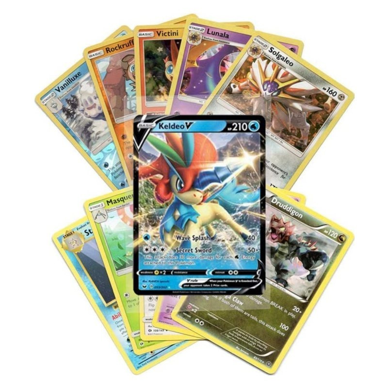 Pokémon Cards - 50pcs Lot with Guaranteed V, Vmax, Vstar, Gx, or Ex