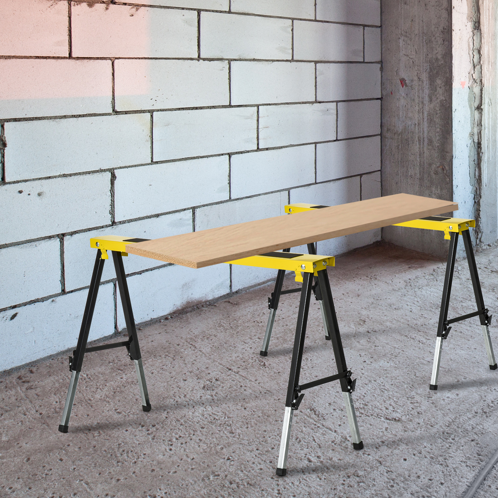 TEMU 2PCS Établi à Scie Pliable avec Surface EVA Antidérapante, Support Métallique Réglable pour Travail de Scie, Charge Maximale 220 lbs