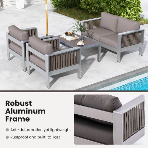 patio aluminum loveseat sofa outdoor thick back seat cushions