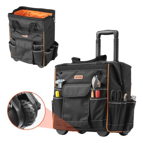 rolling tool bag 110 lbs load capacity 25 pockets heavy duty roller tool bag on wheels adjustable telescoping handle organizers with wheels for construction mechanic