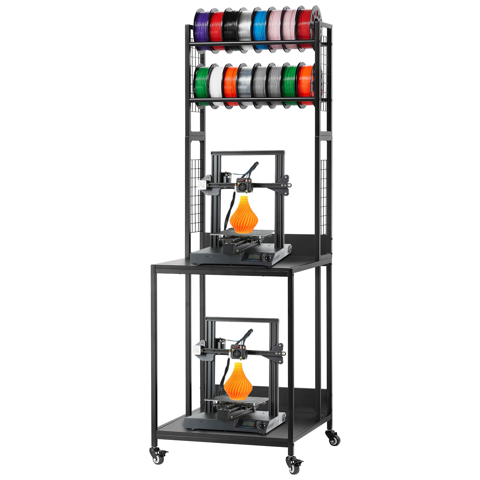 TEMU VEVOR Support de rangement pour filament d'imprimante 3D, support d'imprimante 3D à 4 niveaux avec rangement pour filament, chariot de support