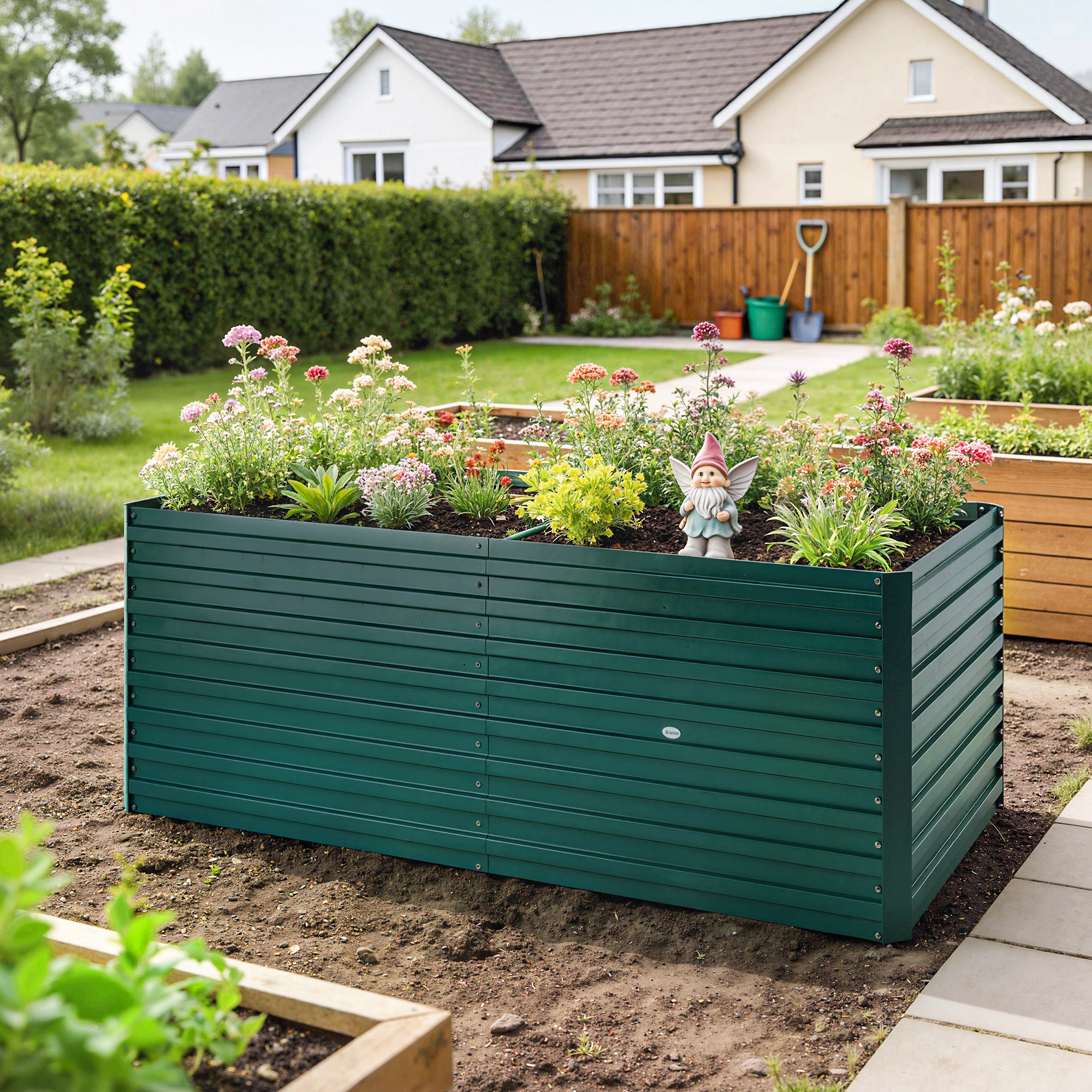 TEMU Galvanized Raised Garden Bed, 5' X 3' X 2' Large Outdoor Metal Planter Box, Standing Raised Bed For Growing Flowers, Herbs And Vegetables, Green