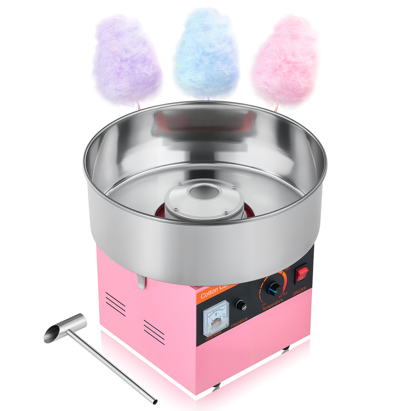 TEMU VEVOR Machine à Bonbons au Sucre Commercial, Fabricant de Sucre Fraise Électrique 1000W, Facile à Utiliser avec Bol en Acier Inoxydable de 15