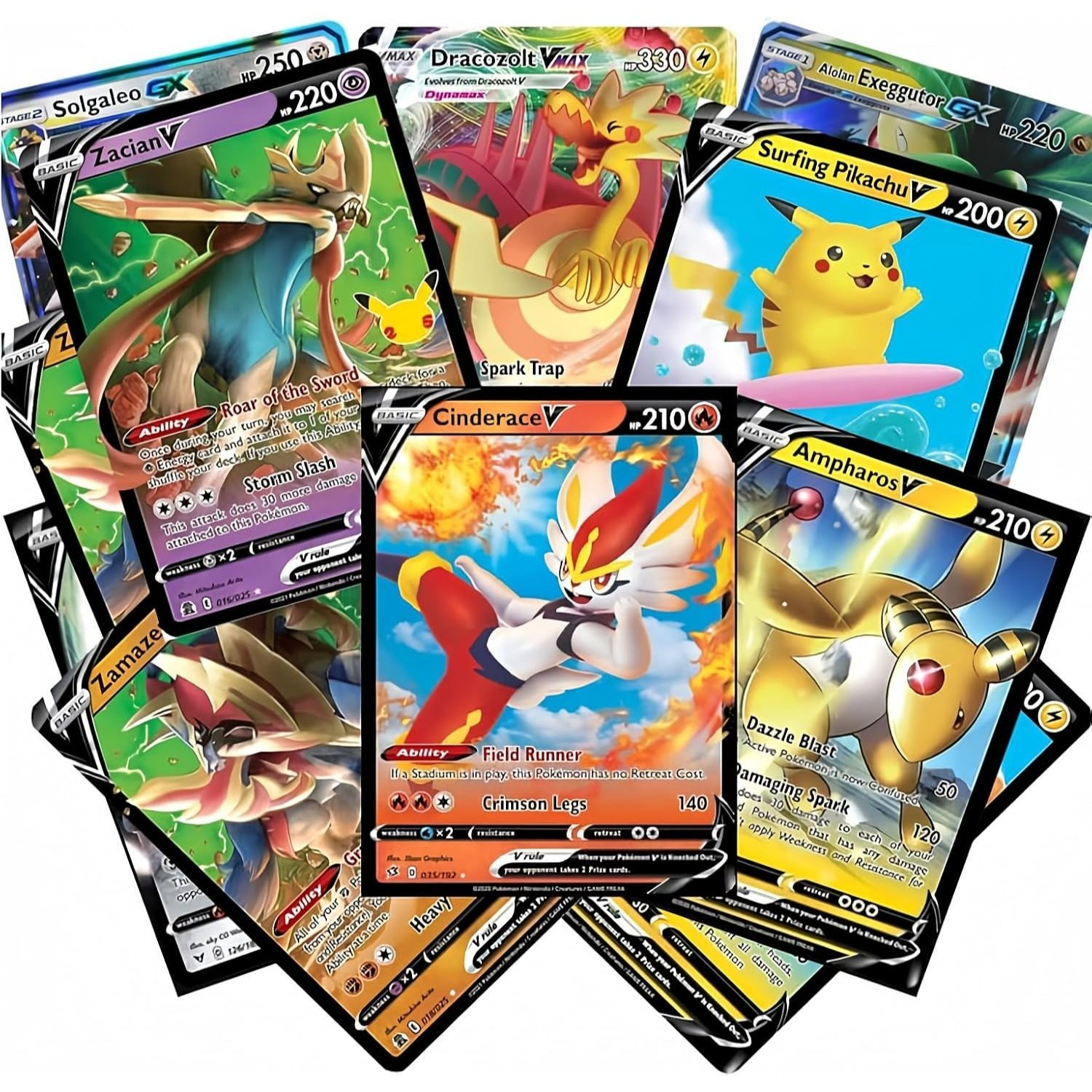 50 Random Trading Cards Assorted Lot | 44 Common/Uncommon, 2 Trainer Cards, 2 Reverse Holo, 2 Holo Rare Cards | From Random Sets