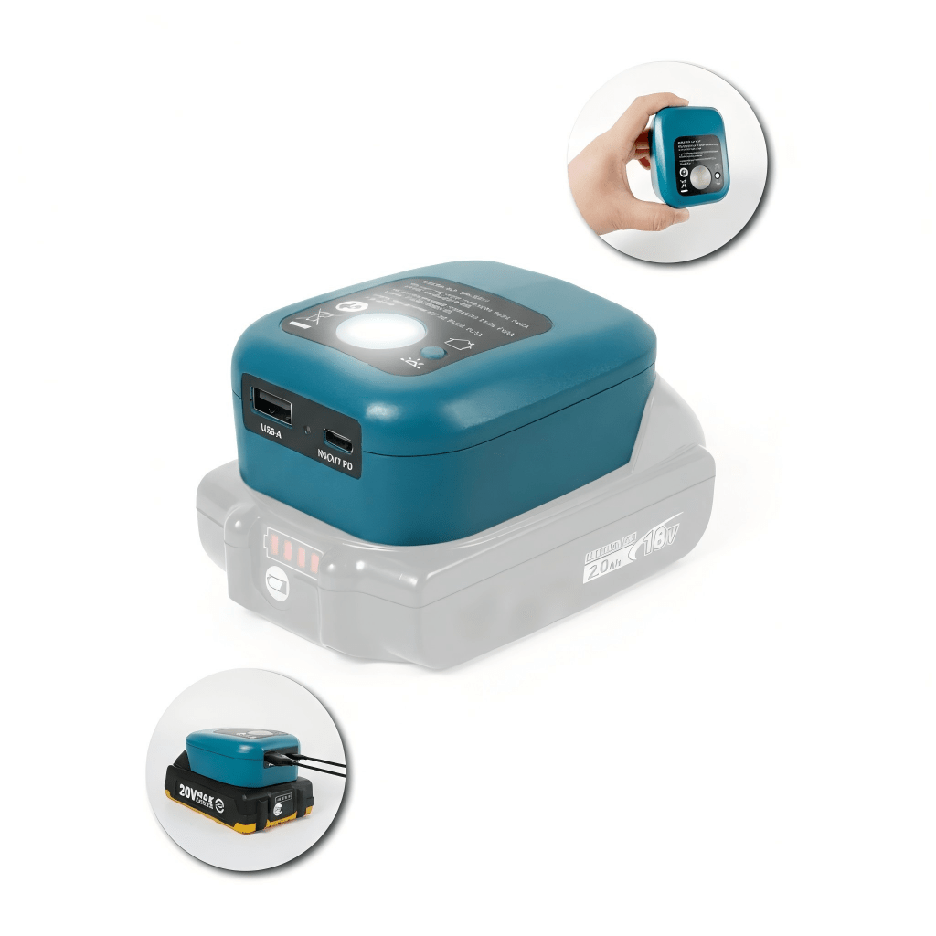 TEMU Adaptateur de chargeur de batterie compatible avec les batteries au lithium-ion Makita 18V, chargeur USB-C et USB-A pour BL1830B BL1850B BL1850B