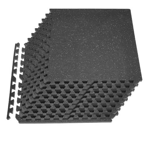 puzzle exercise mat 12 pcs fitness equipment mats 24 x 24 x 0 79 in high density eva foam mats set interlocking rubber protective floor padding with gray dots for home gym office