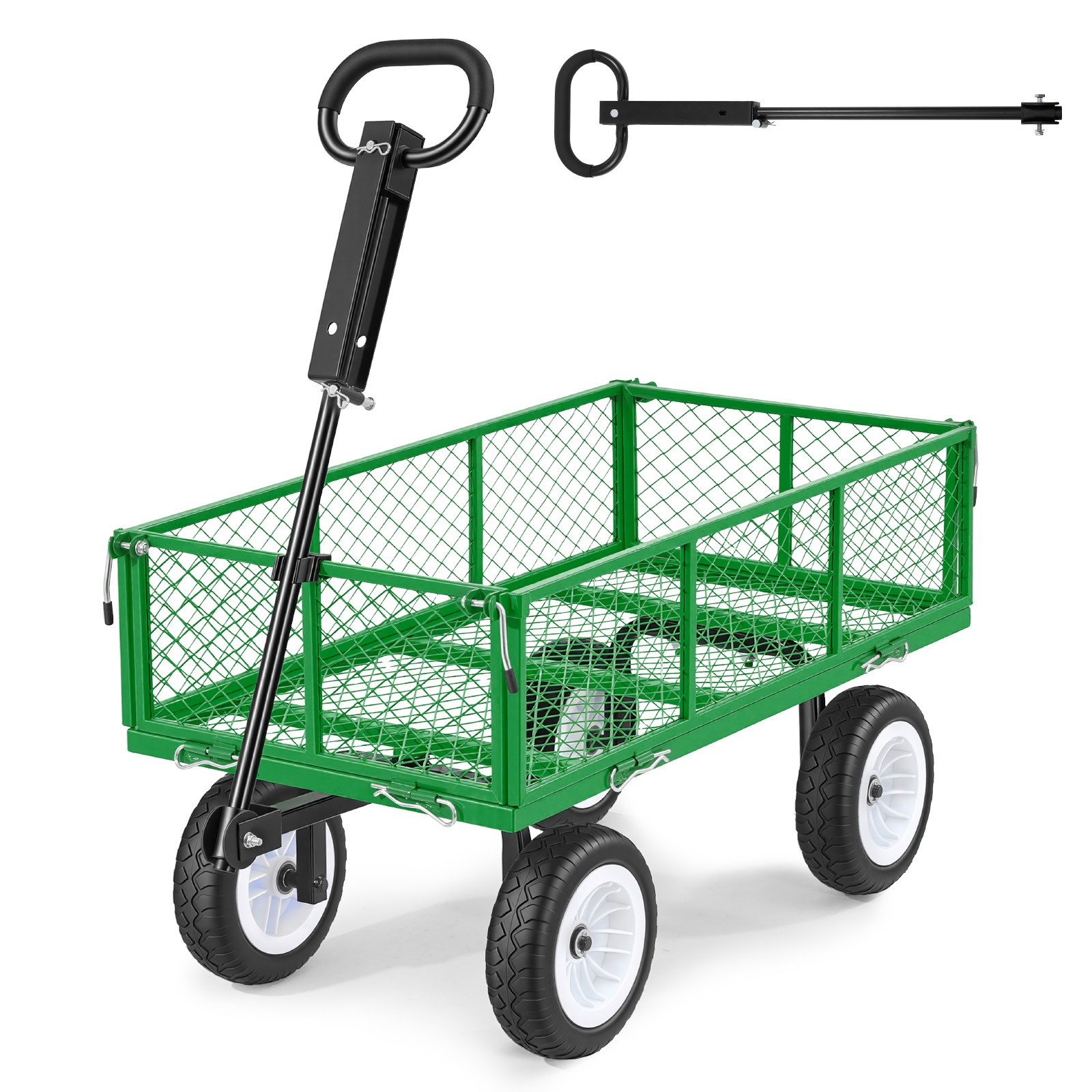 TEMU Vevor Garden Cart, 900 Lbs, Heavy Duty And Garden Utility Wagon With 10-inch Tires, Outdoor Gardening Stool With Adjustable Handle, Detachable