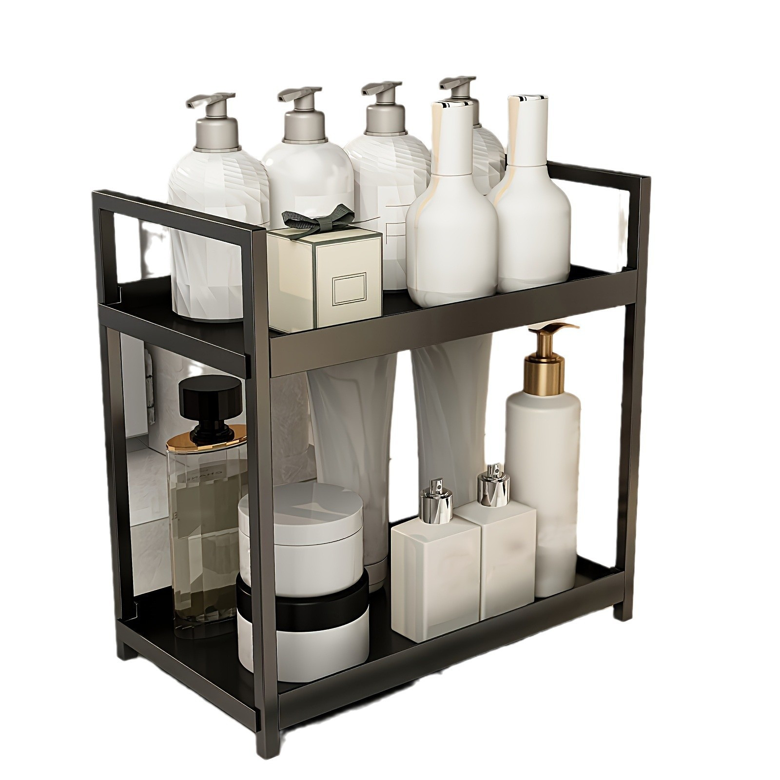 TEMU 1pc, 2-Tier Desktop Organizer, Organisateur de salle de bain et de rangement, Cosmétiques, Soins de , Rouge à lèvres, Parfum, Organisateur de