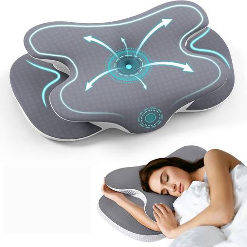 cervical neck pillow shoulder pillows for sleeping memory foam and bed pillows with cooling cover support for side back sleepers for relaxing sleep gifts for parents gray