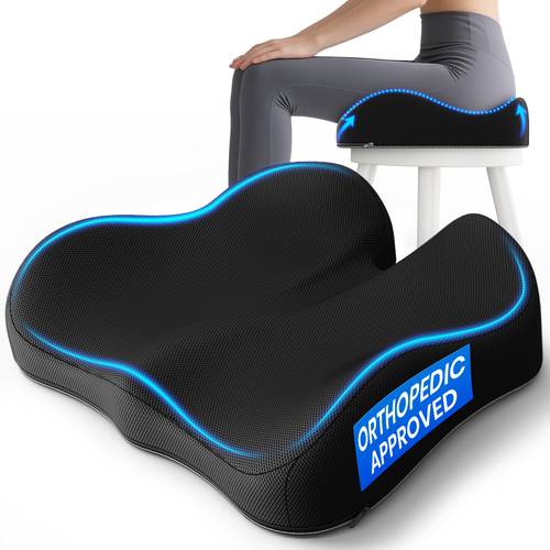 ergonomic seat cushion large memory foam cushion for office chair lower back coccyx pressure relief car seat cushions for driving seat cushion black