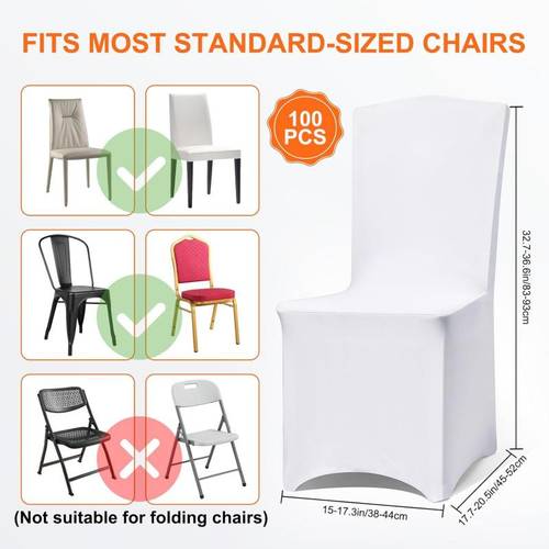 100 pack white chair covers for party spandex chair covers for wedding stretch seat cover 100 pieces universal fitted polyester slipcovers for dining chairs parties banquet 100 pcs