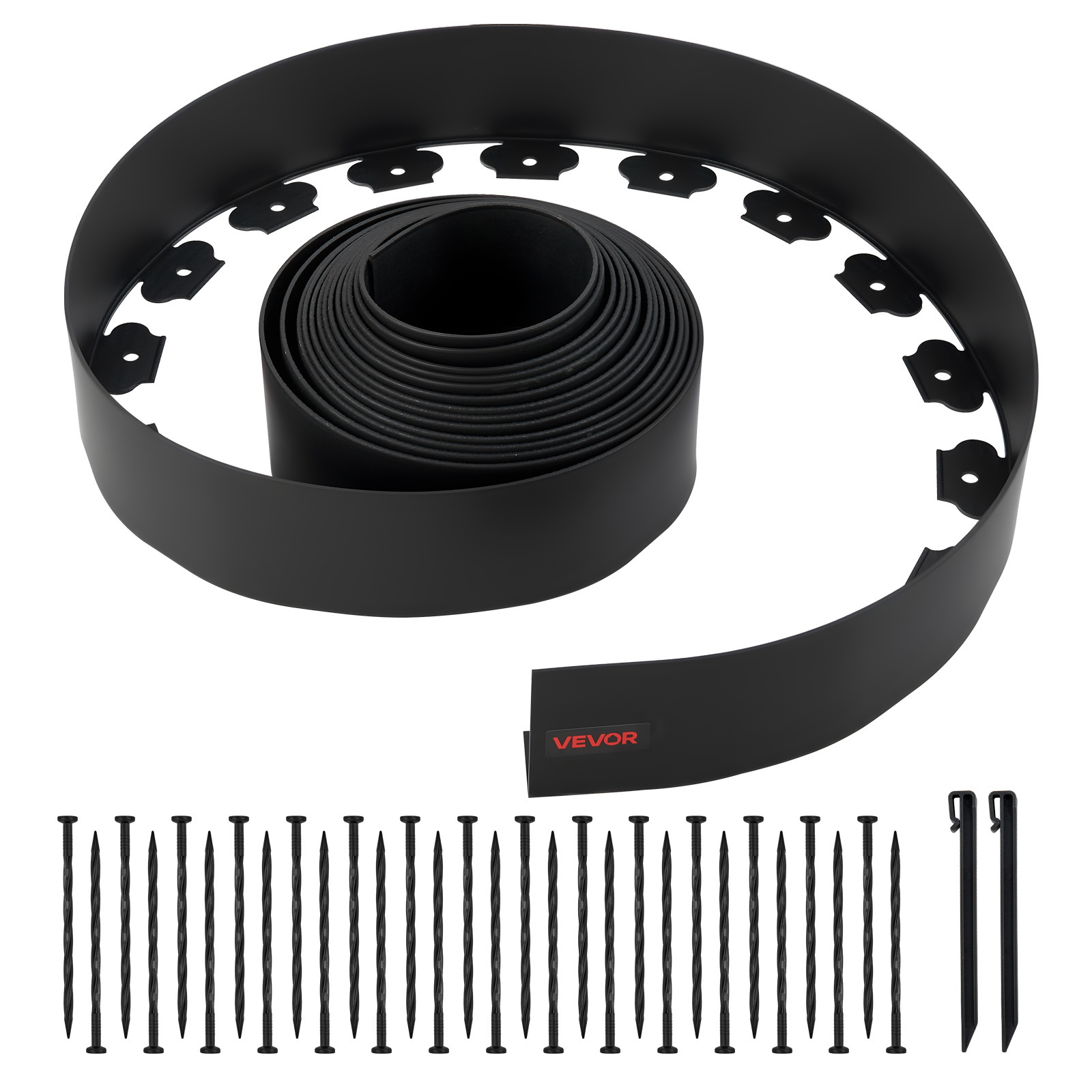 TEMU VEVOR Bordure Paysagère, 1000 x 10 cm Bordure de Jardin en Plastique avec 30 Pointes & 2 Piquets de Sol, Creuser, Rouleau de Bordures de Pelouse