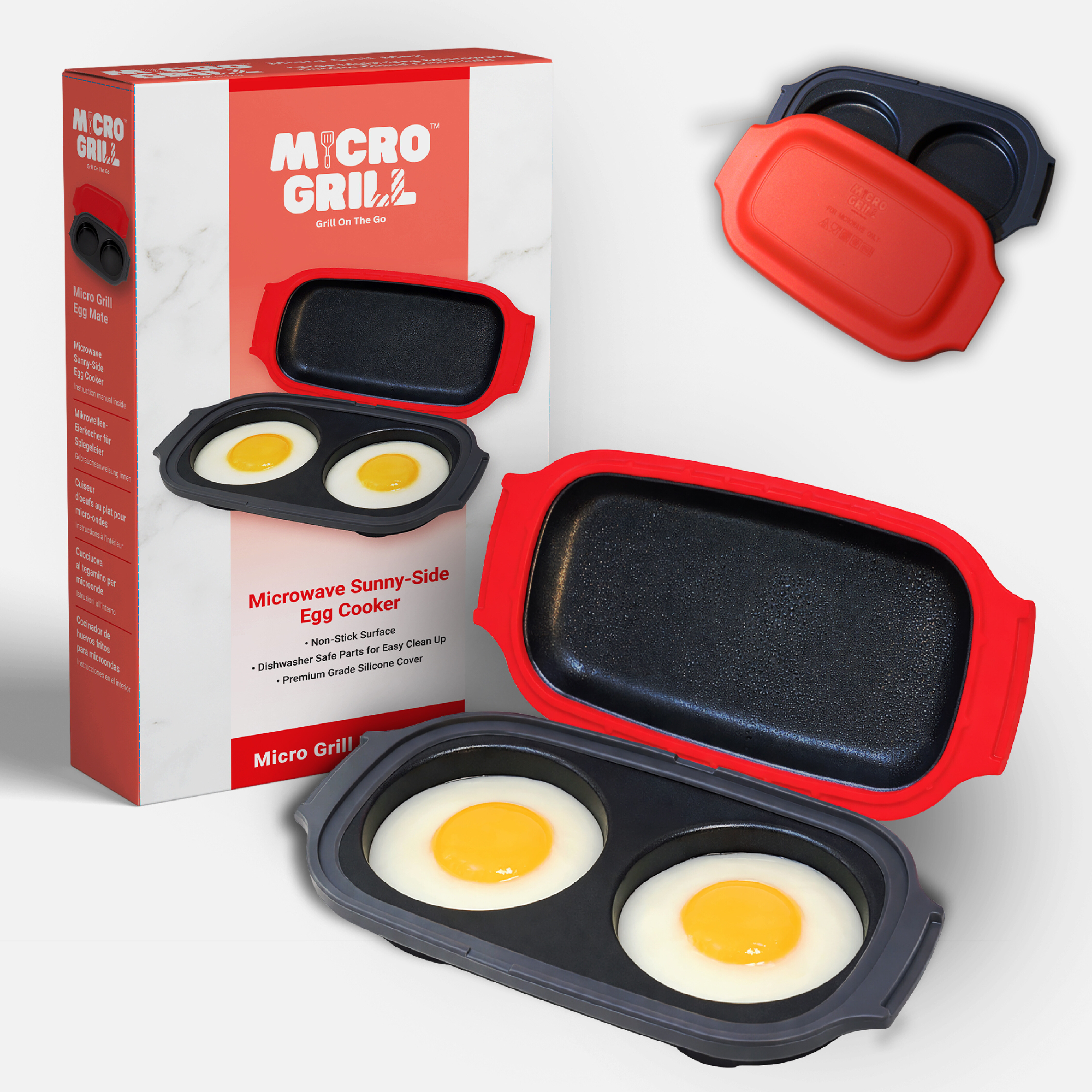 TEMU Micro Grill Egg Mate™ Microwave Egg Cooker – 2-egg Up Maker With Steam Vent Lid – Fast Breakfast Sandwich Egg Mold – Bpa-free, Dishwasher Safe