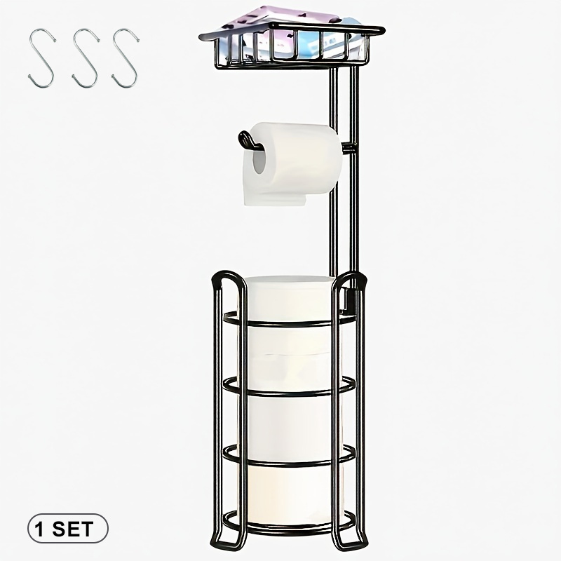 TEMU Un support de papier toilette , support de rangement pour rouleau de papier toilette en acier inoxydable, distributeur de rouleau de papier