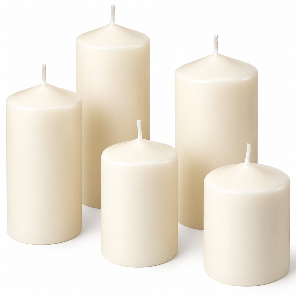 TEMU Bougies Piliers Non Parfumées IKEA, Bougies Bloc Décoratives, Naturelles, Ensemble de 5