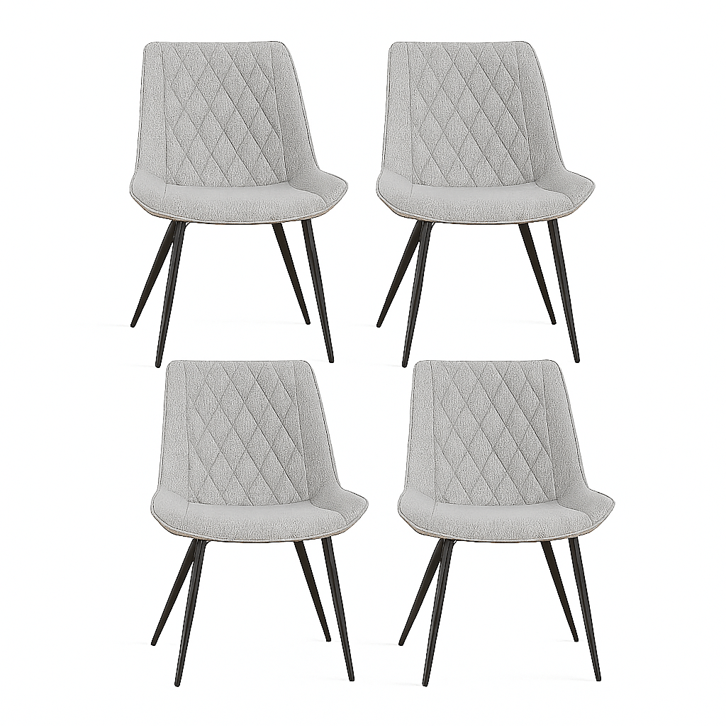 TEMU Chaise de salle à manger latérale en tissu gris à point de diamant, ensemble de 4